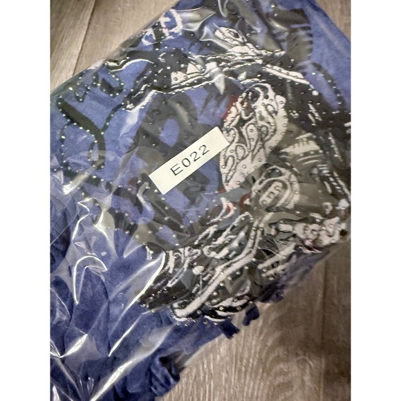 Vocal Blue Studded Fringe Tank Dress Live to Ride Motorcycle Graphic Size L USA - Picture 12 of 12